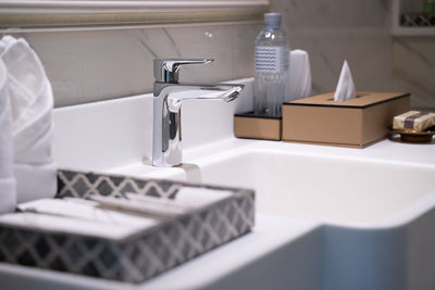 Close-up of sink in bathroom