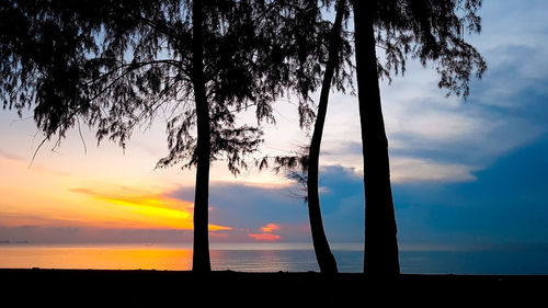 Silhouette trees against sky during sunset