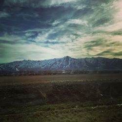 Scenic view of mountains against sky