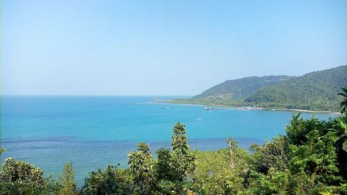 Scenic view of sea against clear sky