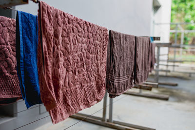 Close-up of clothes drying