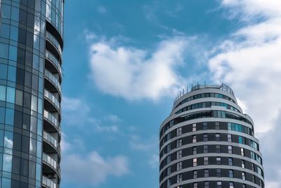 Low angle view of modern building against sky