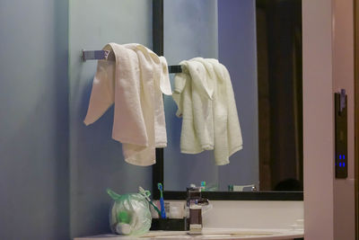 Clothes drying on clothesline at home