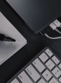 High angle view of computer keyboard on table