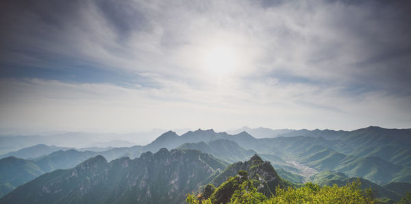 Scenic view of mountains against sky