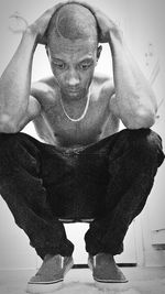 Close-up of woman standing in pond