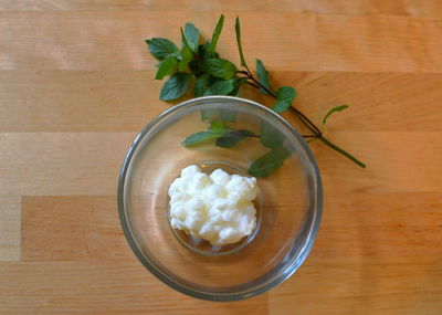 High angle view of food on table