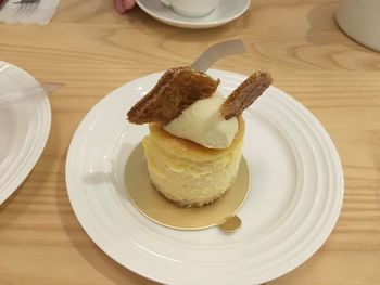 Close-up of served food on table