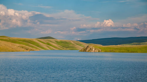 Scenic view of lake against sky