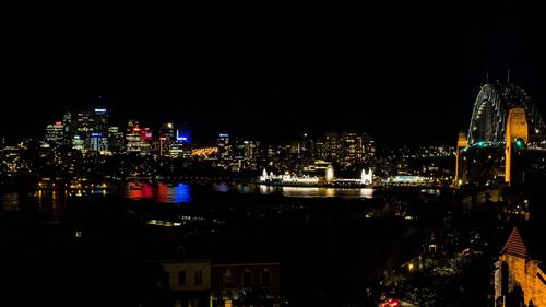 City lit up at night