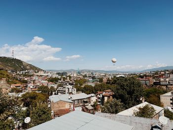 High angle view of townscape against sky