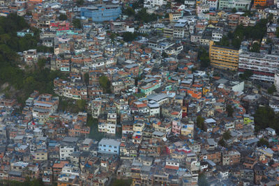 High angle view of buildings in city