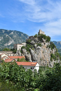 View of the fortress of quaglietta, a medieval village in the province of salerno in italy.