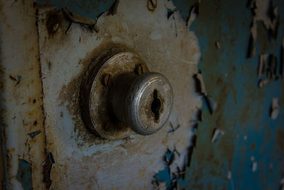 Close-up of rusty metal door