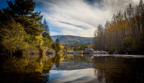 Scenic view of lake against sky