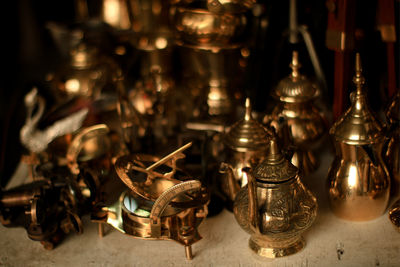 Close-up of electric lamp on table