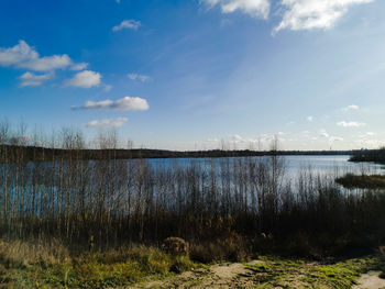 Scenic view of lake against sky