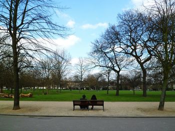 Empty bench in park