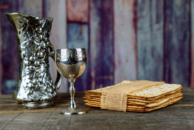 Close-up of wine in glass on table