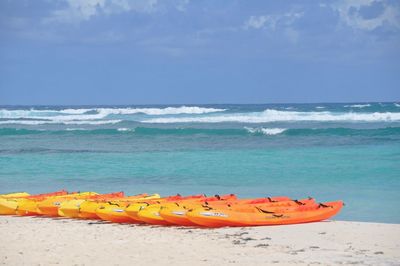 Scenic view of beach against sky