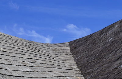 Low angle view of roof and building against sky