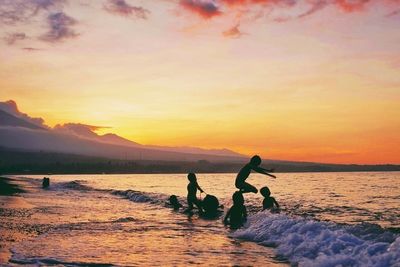 Scenic view of sea during sunset