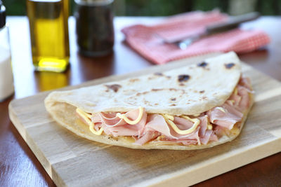 Close-up of food on table