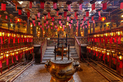 View of illuminated mosque in temple building