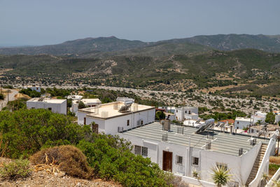 High angle view at the village asklipio on rhodes island, greece