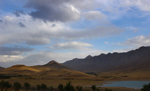 Scenic view of mountains against sky