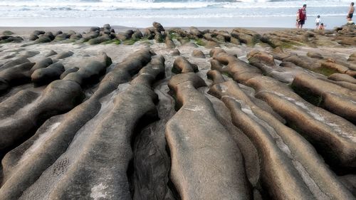 Panoramic shot of rocks on beach