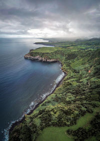 High angle view of sea against sky