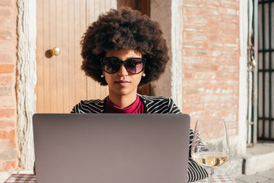 Young freelancer woman using laptop computer