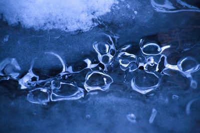 Close-up of bubbles in ice