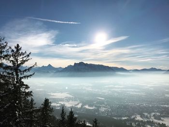 Scenic view of mountains against sky