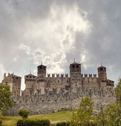 Low angle view of fort against sky