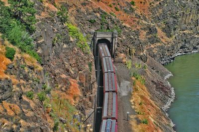 High angle view of bridge over river