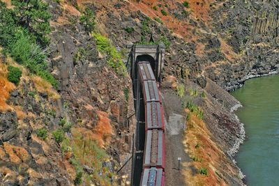 High angle view of bridge over river