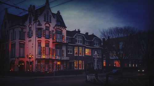 Illuminated building at night