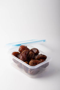 Close-up of food in bowl against white background