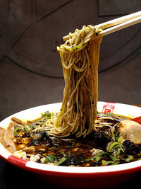 Close-up of food in bowl on table