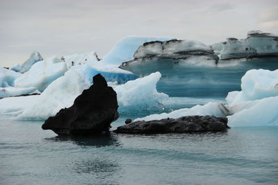 Scenic view of frozen sea against sky