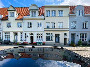 Architecture in lübeck on the river trave.