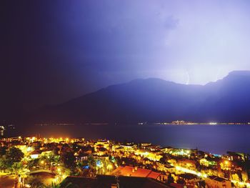 Illuminated cityscape at night