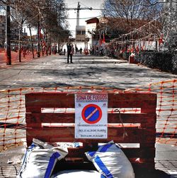 Information sign on street in city