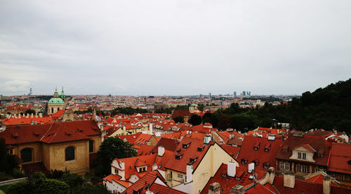 High angle view of townscape against sky