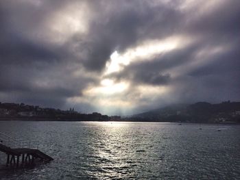 Scenic view of sea against cloudy sky