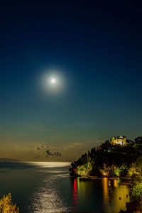 Scenic view of sea against sky at night