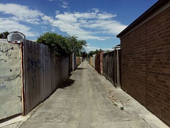 Narrow walkway leading to building