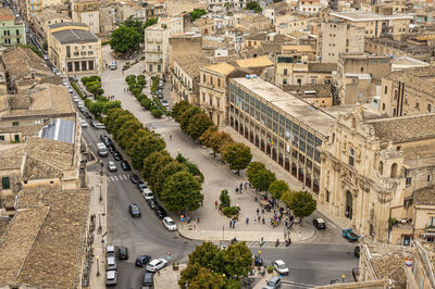 Aerial view of italy square in scicli